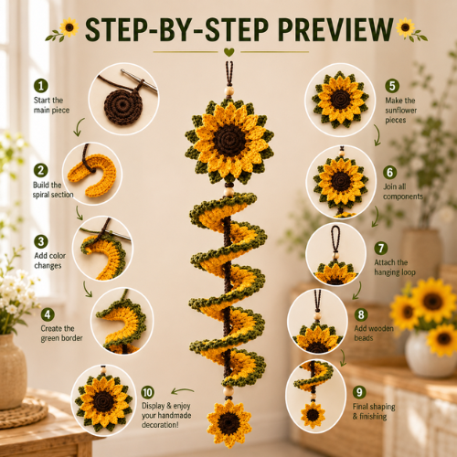 Sunflower Crochet Hanging Decor Pattern (PDF)