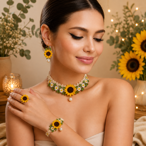 Sunflower Crochet Jewelry Set Pattern (PDF)