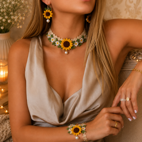 Sunflower Crochet Jewelry Set Pattern (PDF)