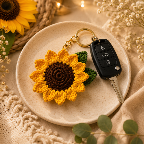 Sunflower Crochet Keychain Pattern (PDF)