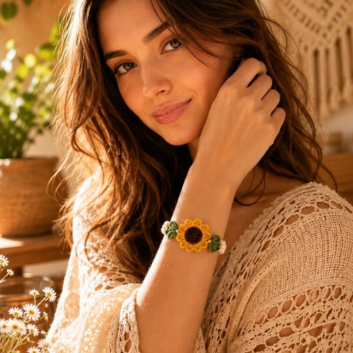 Sunflower Crochet Bracelet Pattern (PDF)