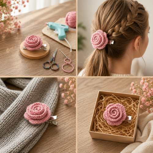 Sweet Blossom Hair Clip Crochet Pattern (PDF)